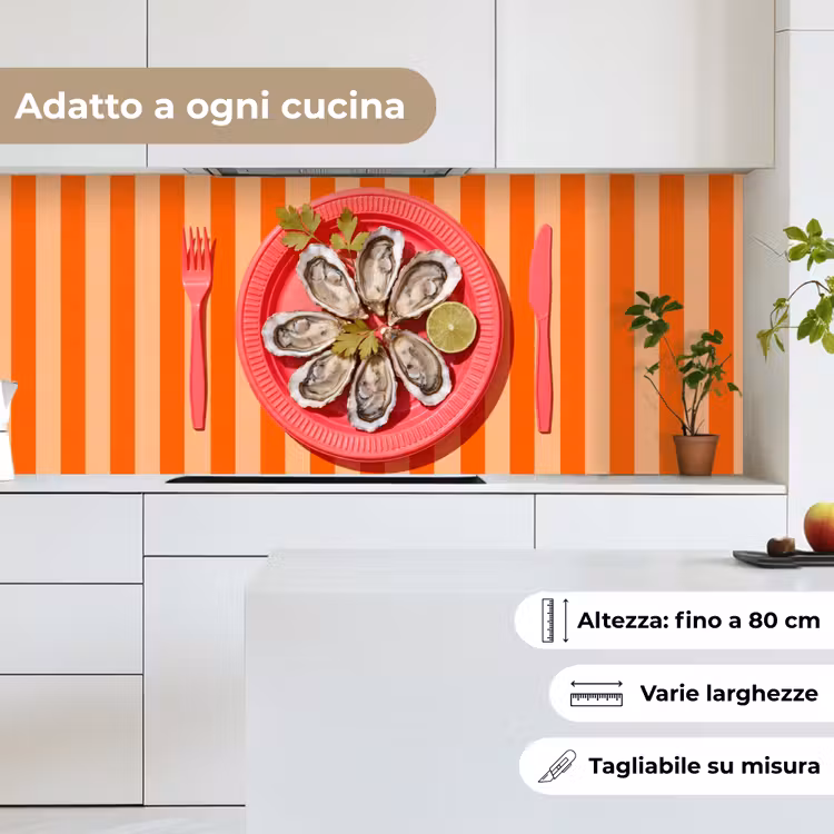 Schienale cucina - Cibo - Ostriche - Frutti di mare - Arancione - Moderno — 7