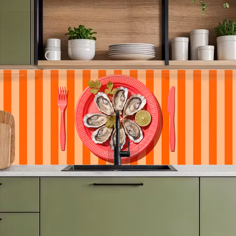 Schienale cucina - Cibo - Ostriche - Frutti di mare - Arancione - Moderno — 8