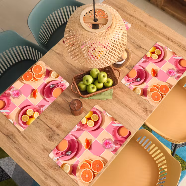 Tovaglietta – 6 pezzi - Cibo - Agrumi - Nature morte - Rosa - Arancione — 3