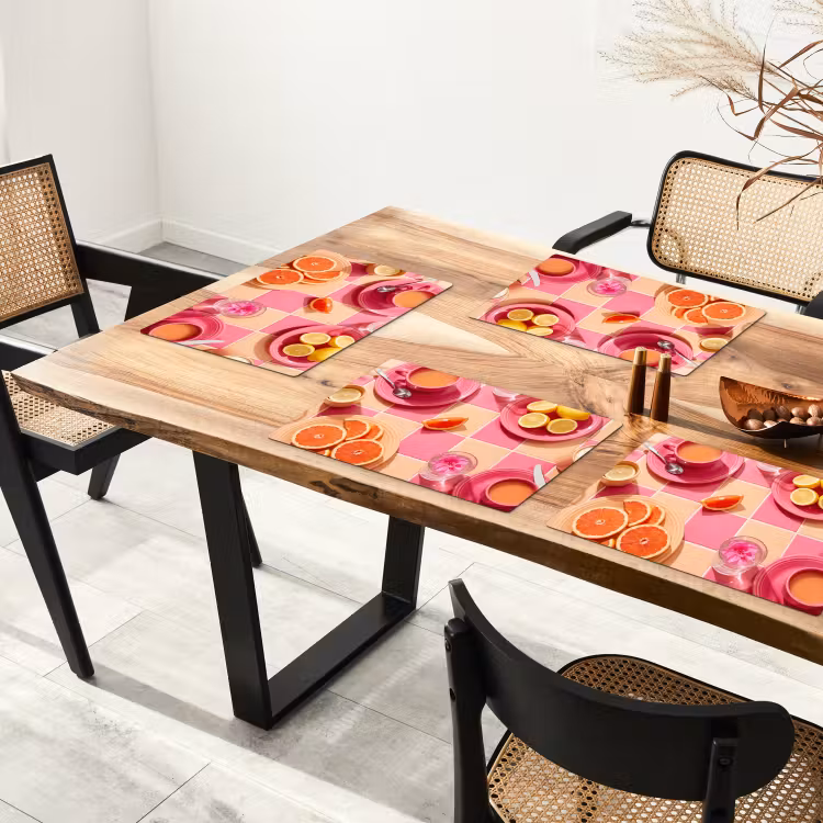 Tovaglietta – 6 pezzi - Cibo - Agrumi - Nature morte - Rosa - Arancione — 4
