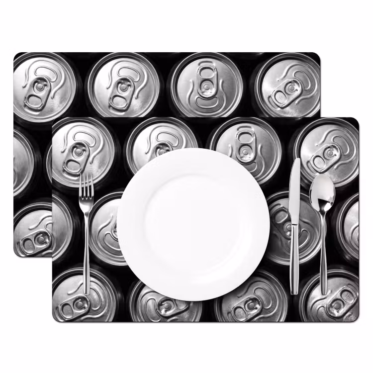 Tovaglietta – 6 pezzi - Lattine - Alluminio - Motivo - Stile industriale - Argento — 2