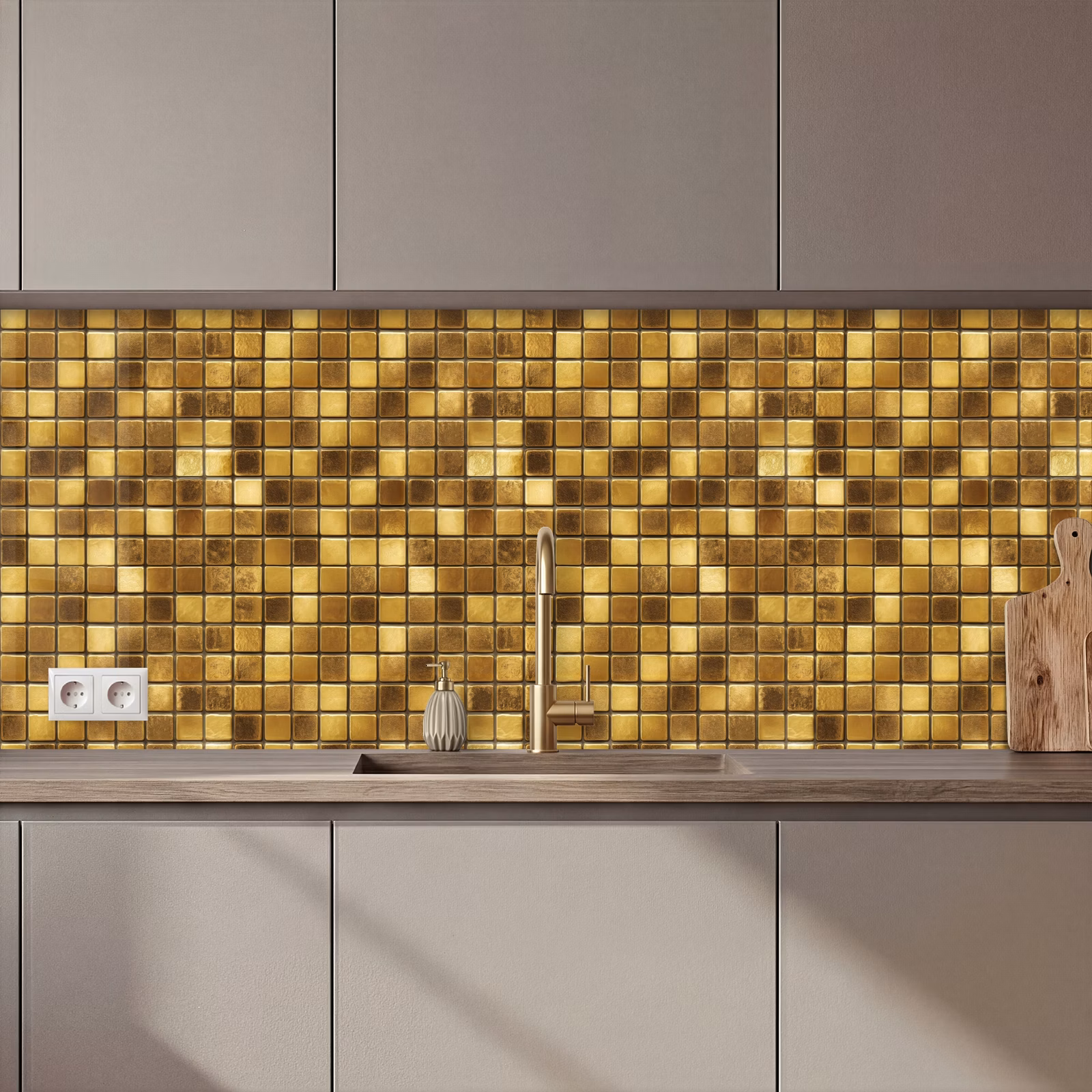 Schienale cucina - Piastrelle - Mosaico - Lusso - Oro caldo — 1