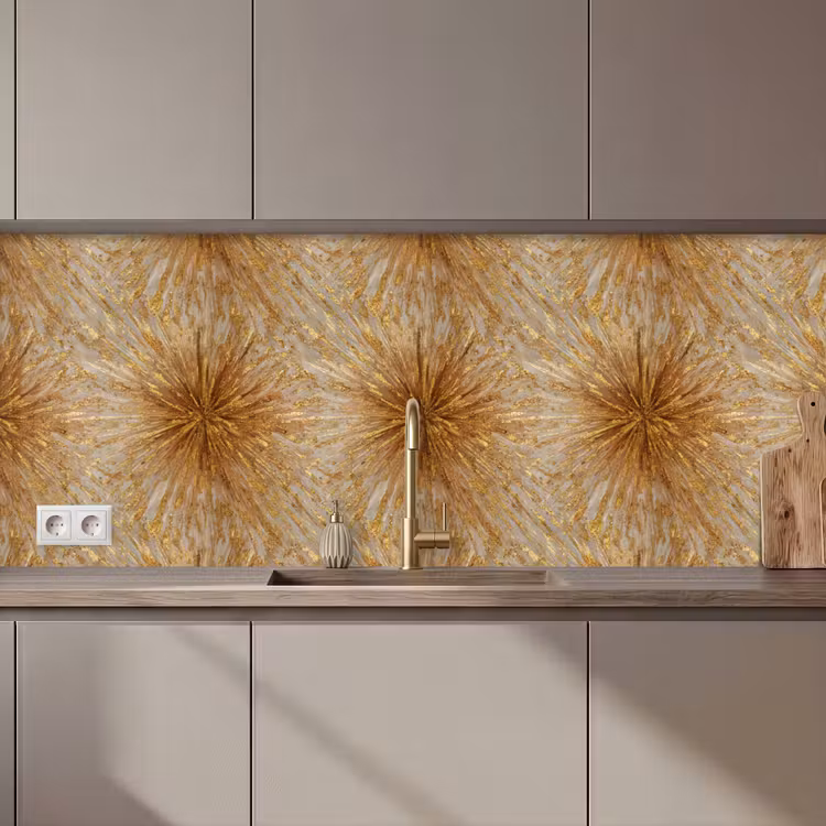 Schienale cucina - Esplosione - Astratto - Oro - Bianco — 1