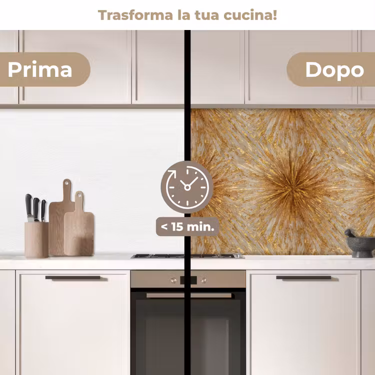 Schienale cucina - Esplosione - Astratto - Oro - Bianco — 3