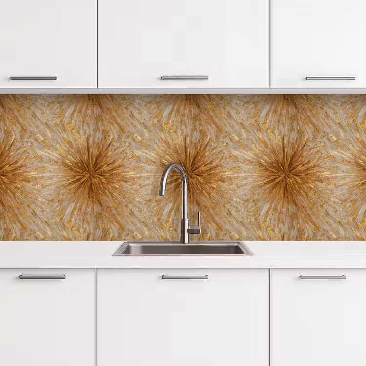 Schienale cucina - Esplosione - Astratto - Oro - Bianco — 4