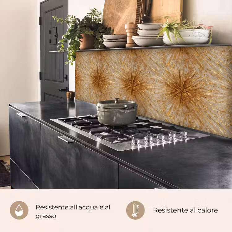 Schienale cucina - Esplosione - Astratto - Oro - Bianco — 5