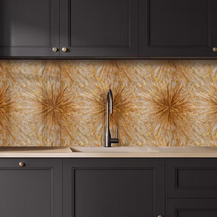 Schienale cucina - Esplosione - Astratto - Oro - Bianco — 6