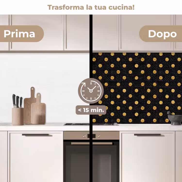 Schienale cucina - Polka Dot - Pois - Oro - Nero — 3