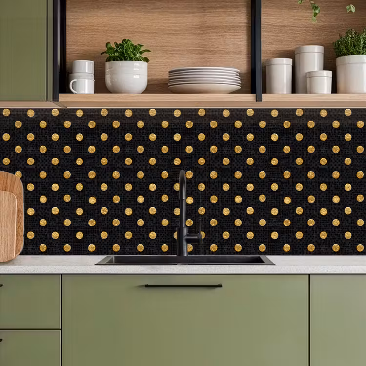 Schienale cucina - Polka Dot - Pois - Oro - Nero — 8