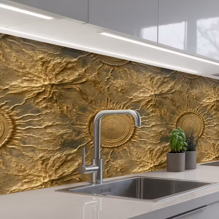 Schienale cucina - Sole - Rilievo - Antico - Oro — 2