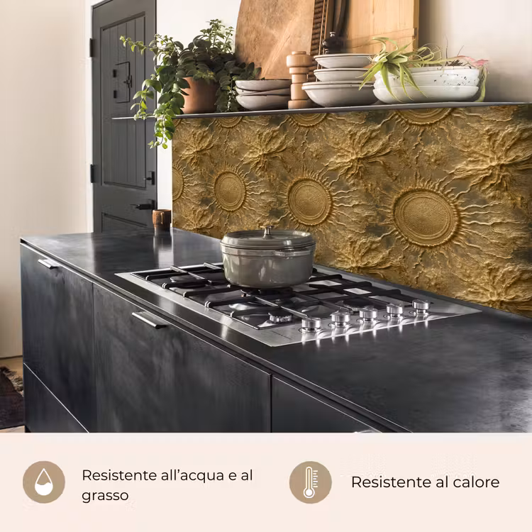 Schienale cucina - Sole - Rilievo - Antico - Oro — 5