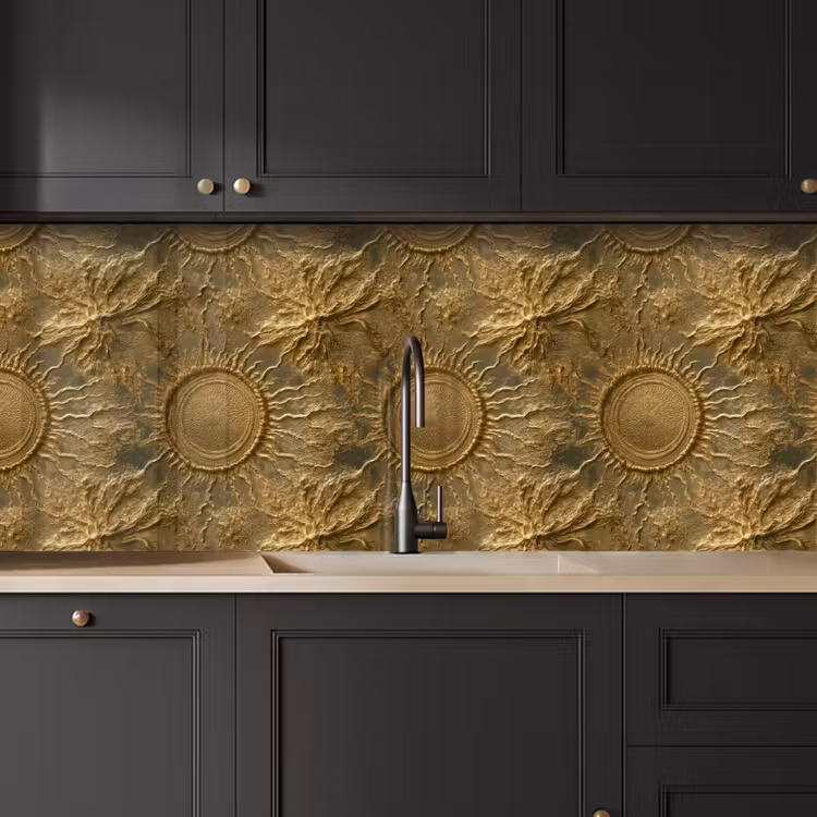 Schienale cucina - Sole - Rilievo - Antico - Oro — 6