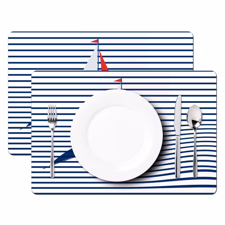 Tovaglietta – 6 pezzi - Barca - Acqua - Astratto - Blu — 2