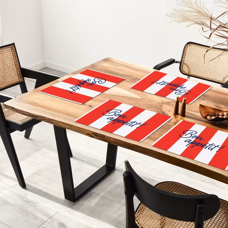 Tovaglietta – 6 pezzi - Cibo - Detto - Cucina - Grafica - Rosso-Bianco — 4