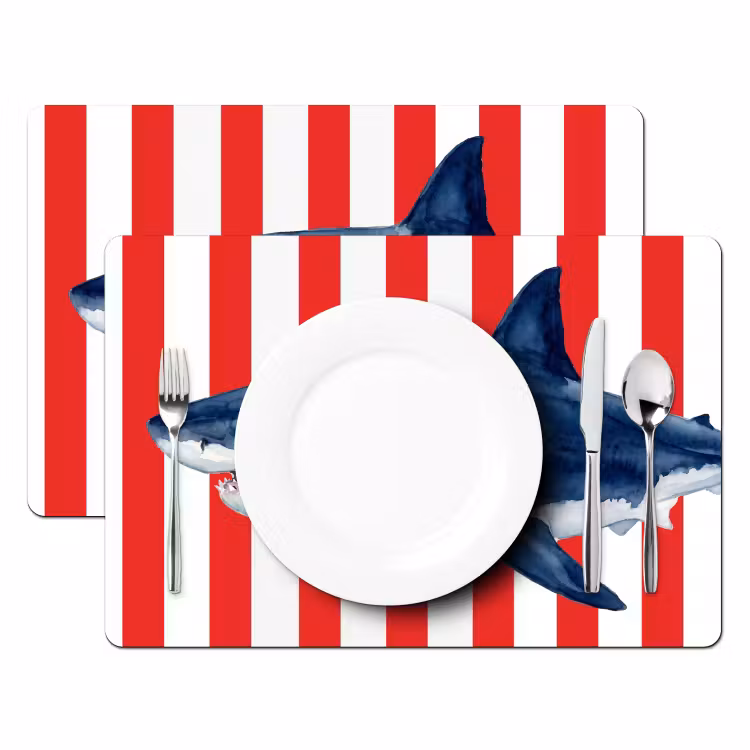 Tovaglietta – 6 pezzi - Pesce - Squalo - Mare - Illustrazione - Blu — 2