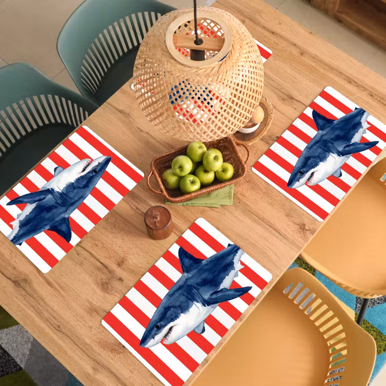 Tovaglietta – 6 pezzi - Pesce - Squalo - Mare - Illustrazione - Blu — 3