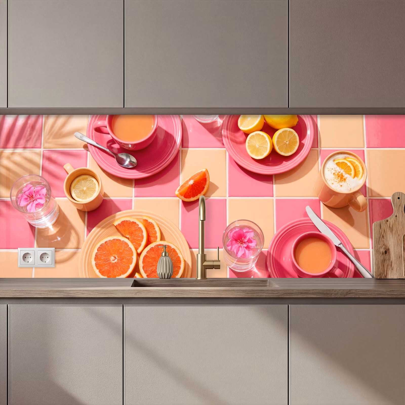 Schienale cucina - Cibo - Agrumi - Nature morte - Rosa - Arancione — 1