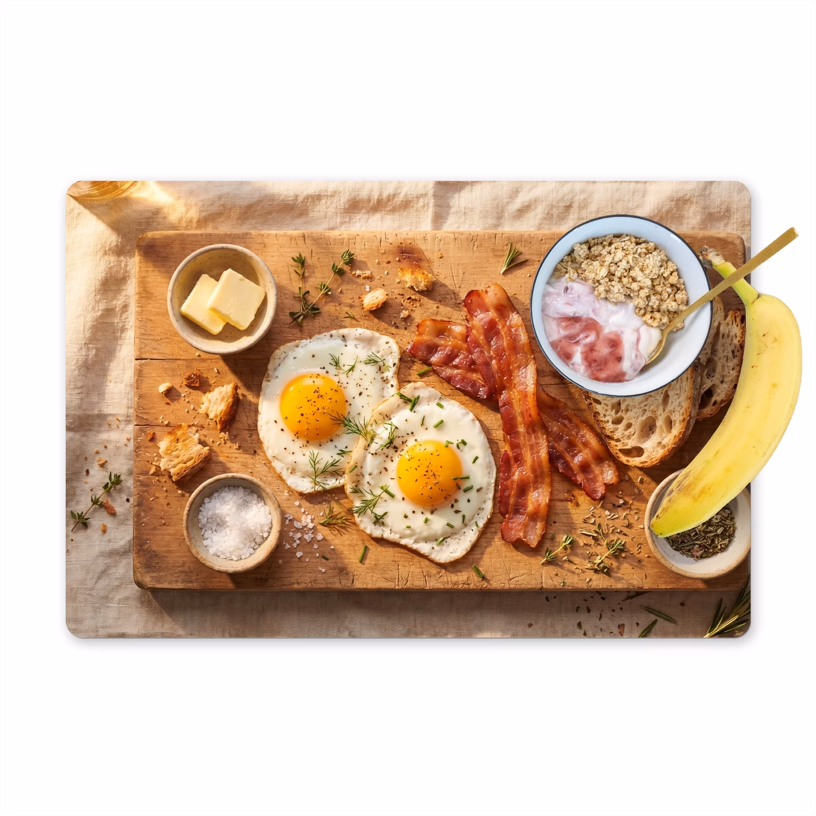 Tovaglietta – 6 pezzi - Cibo - Colazione - Legno - Rustico - Giallo — 1