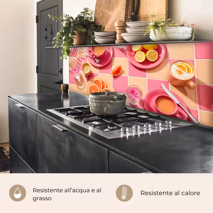 Schienale cucina - Cibo - Agrumi - Nature morte - Rosa - Arancione — 5
