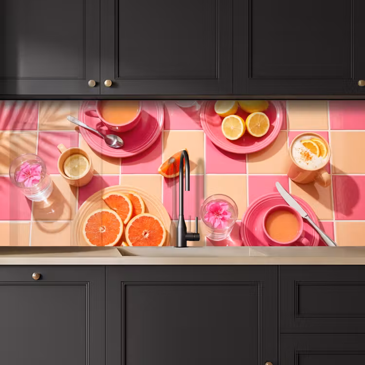 Schienale cucina - Cibo - Agrumi - Nature morte - Rosa - Arancione — 6