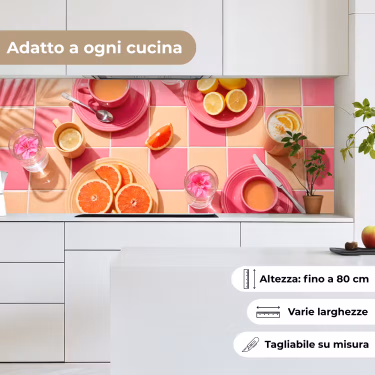 Schienale cucina - Cibo - Agrumi - Nature morte - Rosa - Arancione — 7