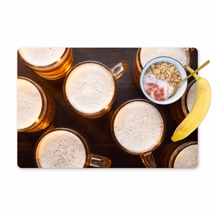 Tovaglietta – 6 pezzi - Birra - Bicchieri - Schiuma - Legno - Bevande — 1