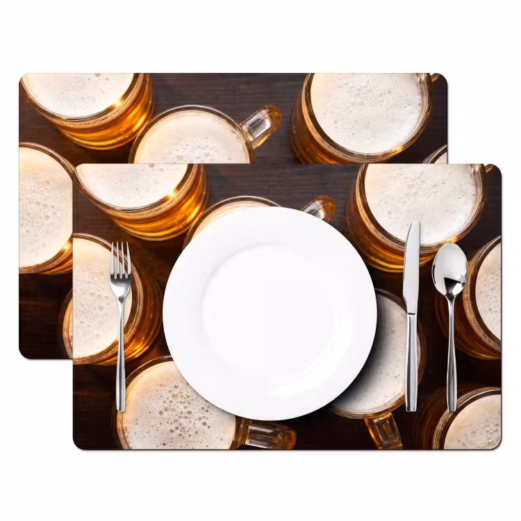 Tovaglietta – 6 pezzi - Birra - Bicchieri - Schiuma - Legno - Bevande — 2