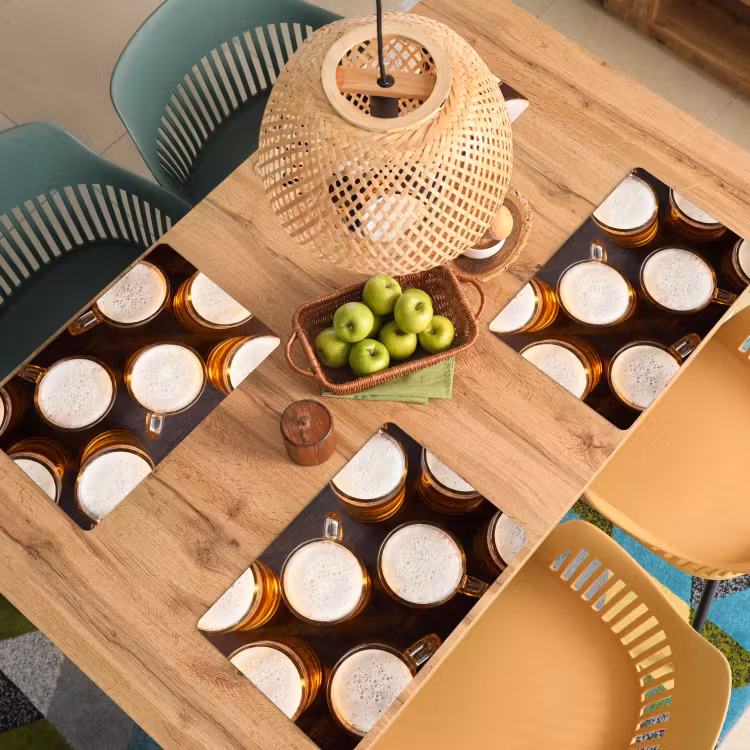Tovaglietta – 6 pezzi - Birra - Bicchieri - Schiuma - Legno - Bevande — 3