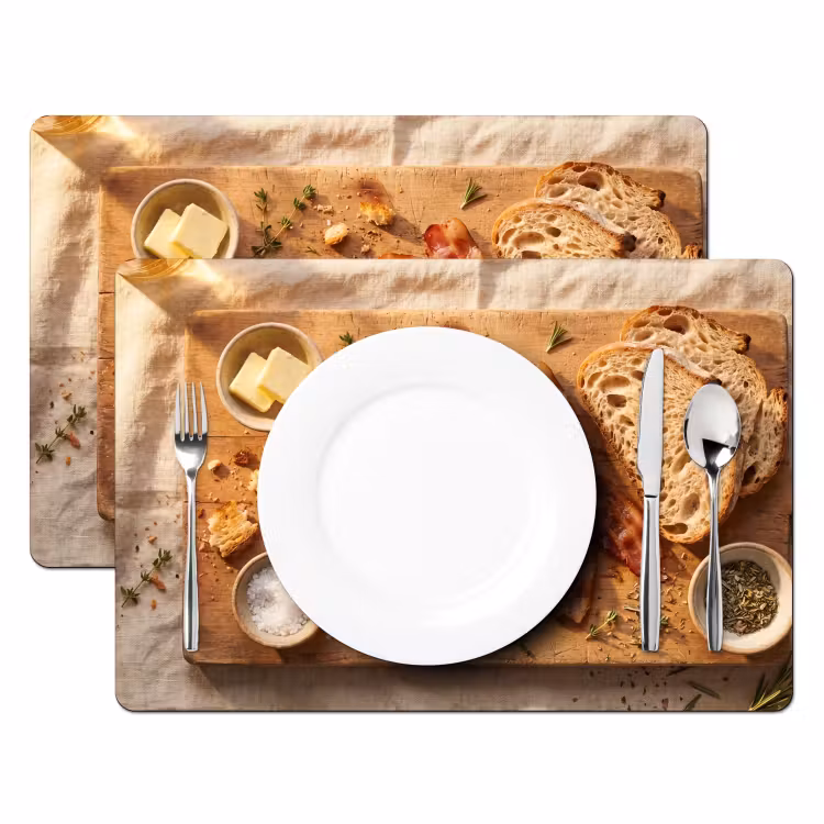 Tovaglietta – 6 pezzi - Cibo - Colazione - Legno - Rustico - Giallo — 2