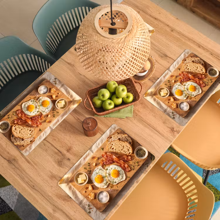 Tovaglietta – 6 pezzi - Cibo - Colazione - Legno - Rustico - Giallo — 3