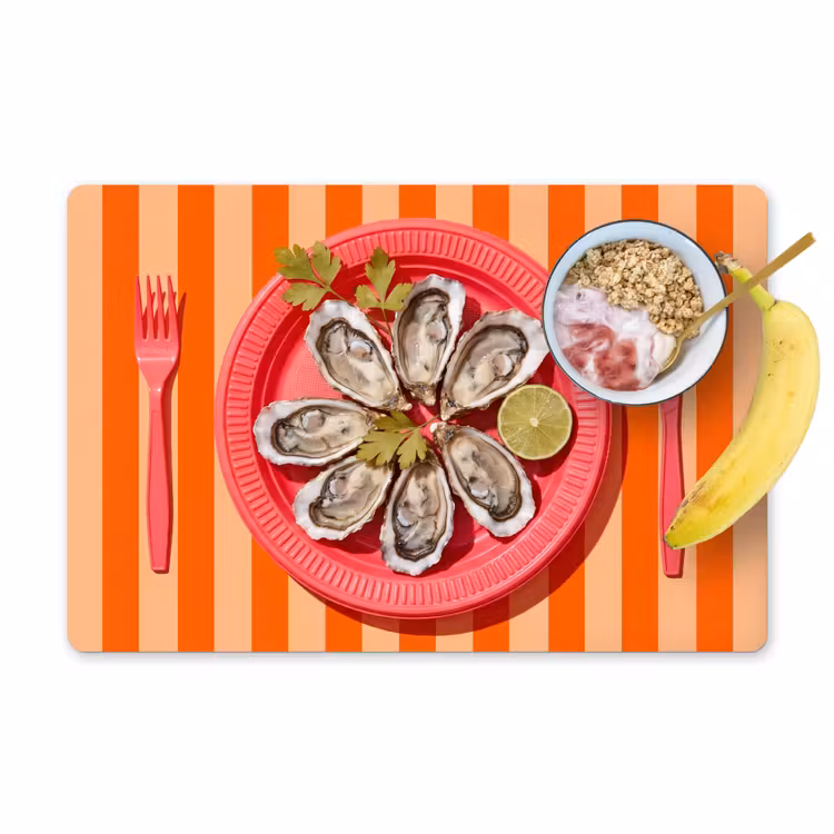 Tovaglietta – 6 pezzi - Cibo - Ostriche - Frutti di mare - Arancione - Moderno — 1