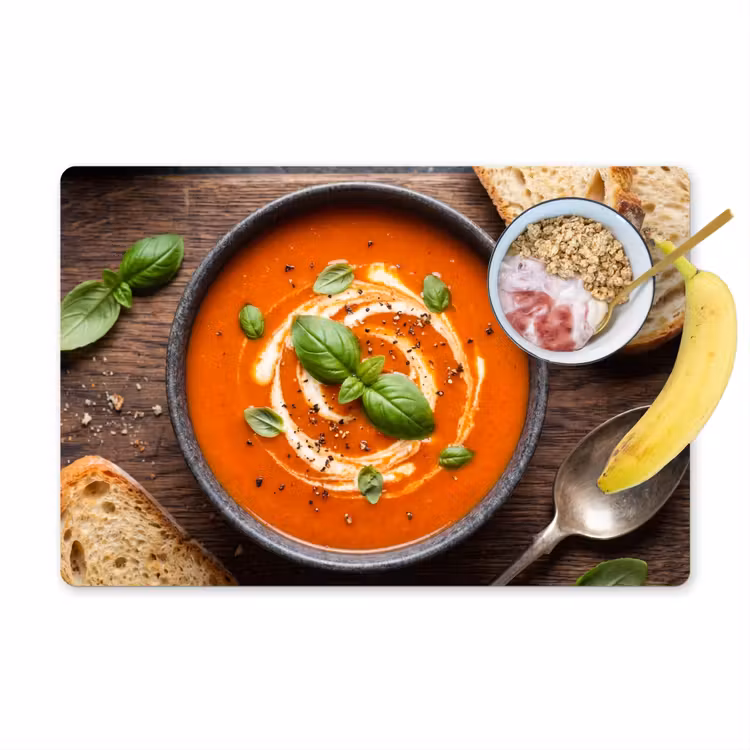 Tovaglietta – 6 pezzi - Cibo - Zuppa - Basilico - Rustico - Rosso — 1