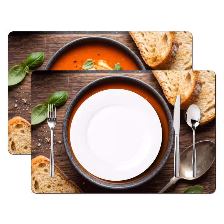 Tovaglietta – 6 pezzi - Cibo - Zuppa - Basilico - Rustico - Rosso — 2