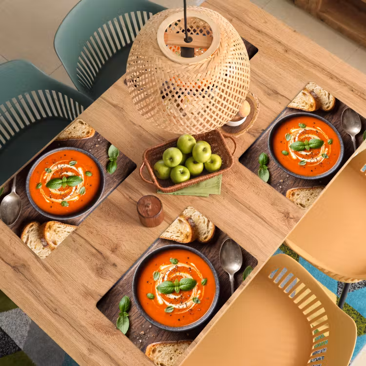 Tovaglietta – 6 pezzi - Cibo - Zuppa - Basilico - Rustico - Rosso — 3