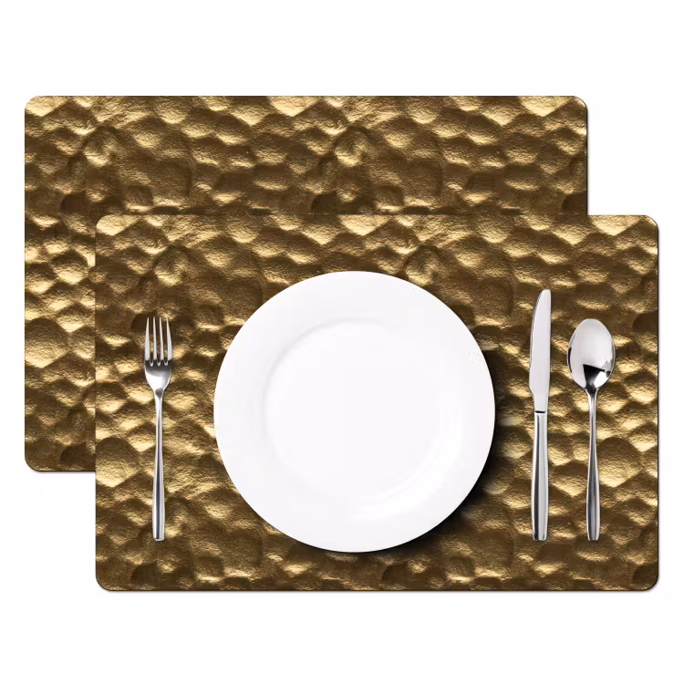 Tovaglietta – 6 pezzi - Martellato - Rilievo - Trama - Oro bronzo — 2