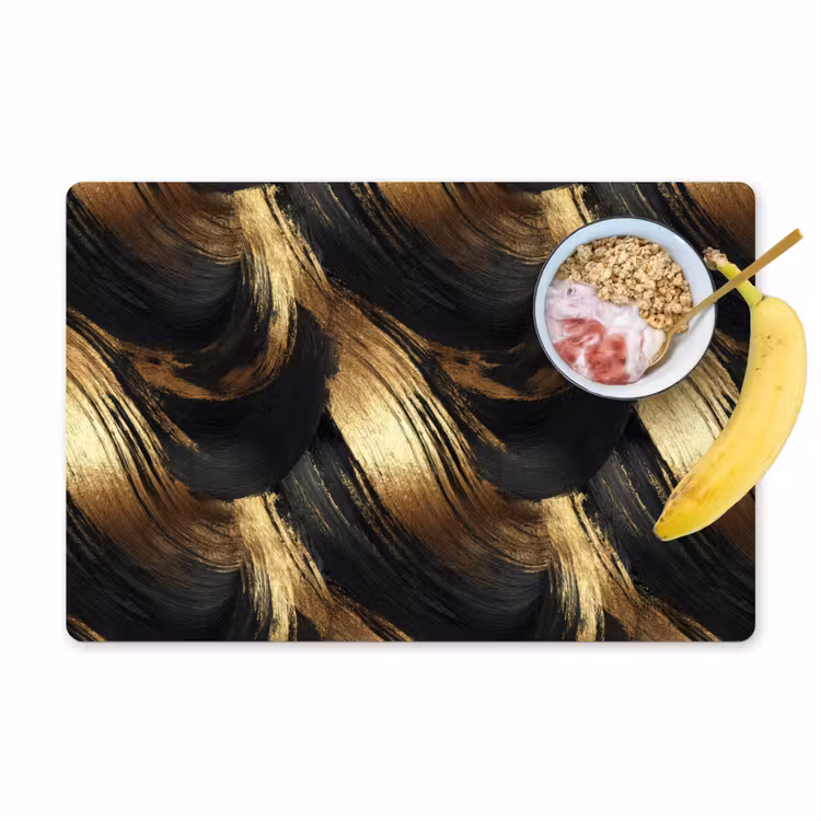 Tovaglietta – 6 pezzi - Pennellate - Astratto - Oro - Nero — 1