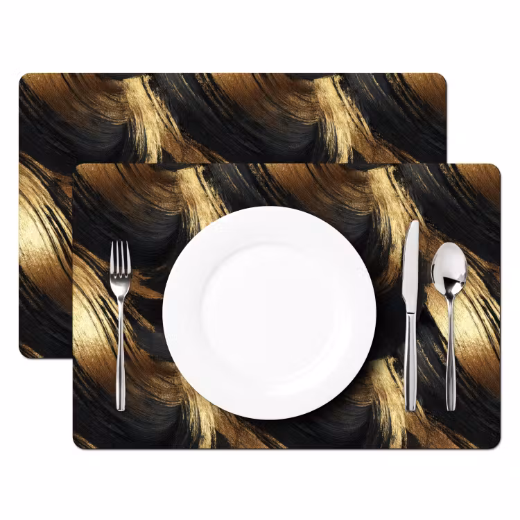 Tovaglietta – 6 pezzi - Pennellate - Astratto - Oro - Nero — 2