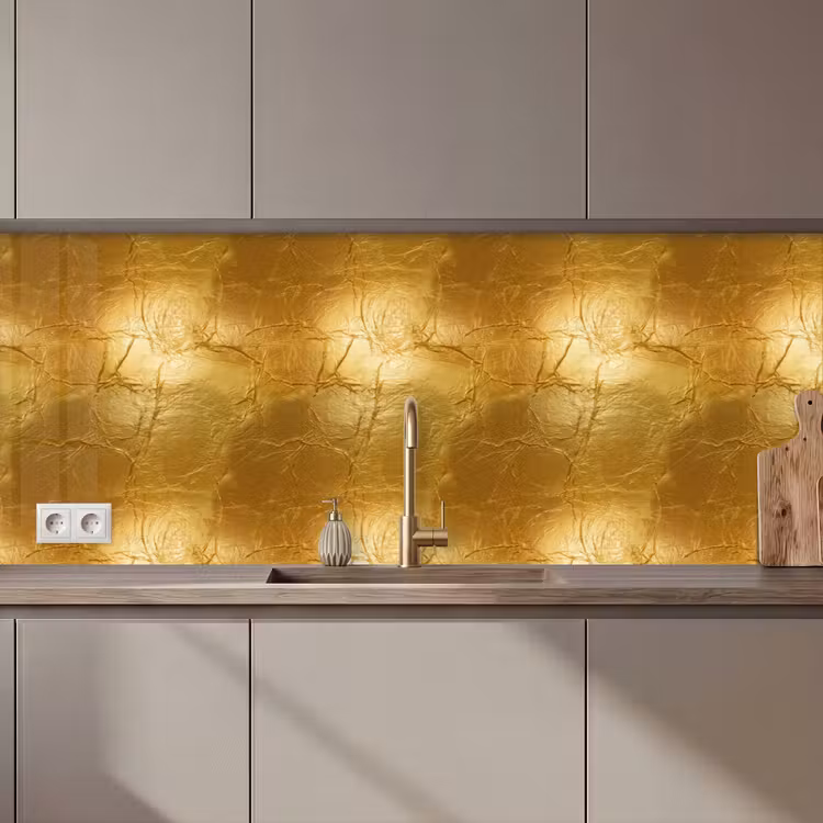 Schienale cucina - Foglia d'oro - Vintage - Texture - Oro caldo — 1