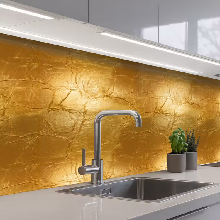 Schienale cucina - Foglia d'oro - Vintage - Texture - Oro caldo — 2