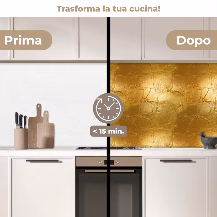 Schienale cucina - Foglia d'oro - Vintage - Texture - Oro caldo — 3