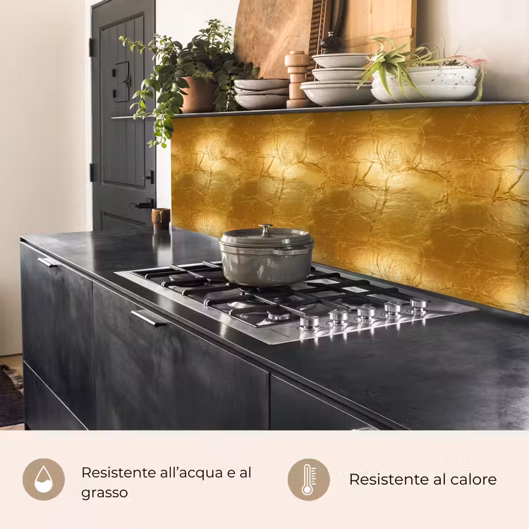 Schienale cucina - Foglia d'oro - Vintage - Texture - Oro caldo — 5