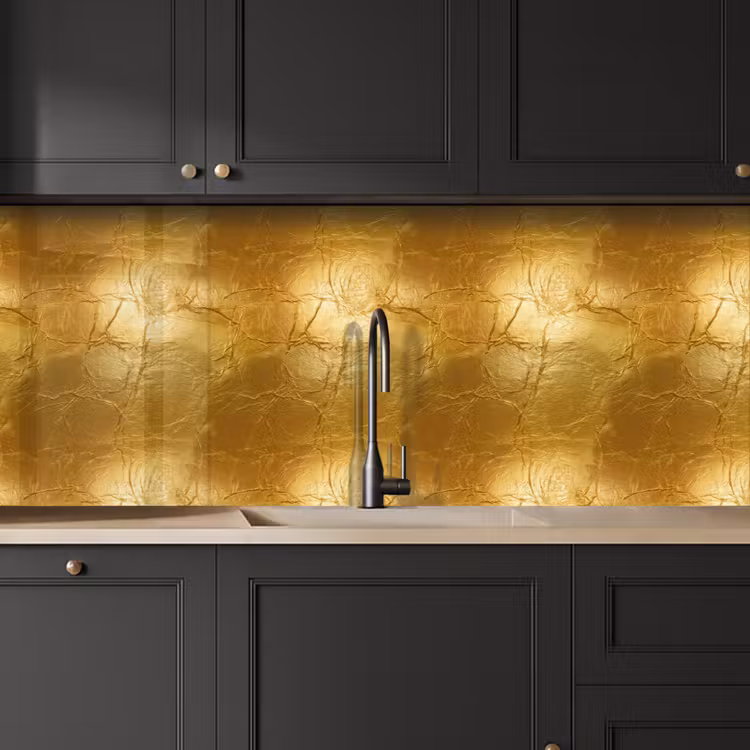 Schienale cucina - Foglia d'oro - Vintage - Texture - Oro caldo — 6