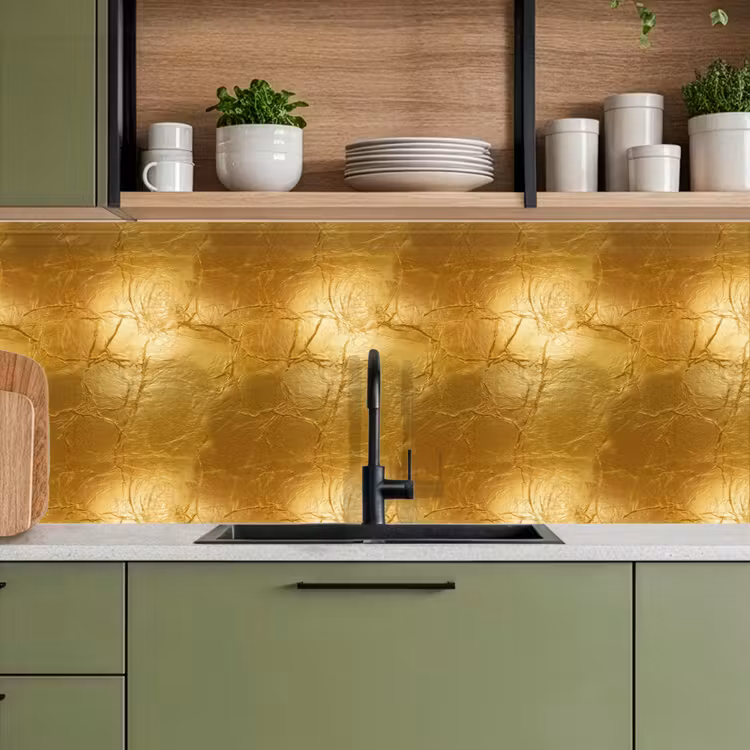 Schienale cucina - Foglia d'oro - Vintage - Texture - Oro caldo — 8