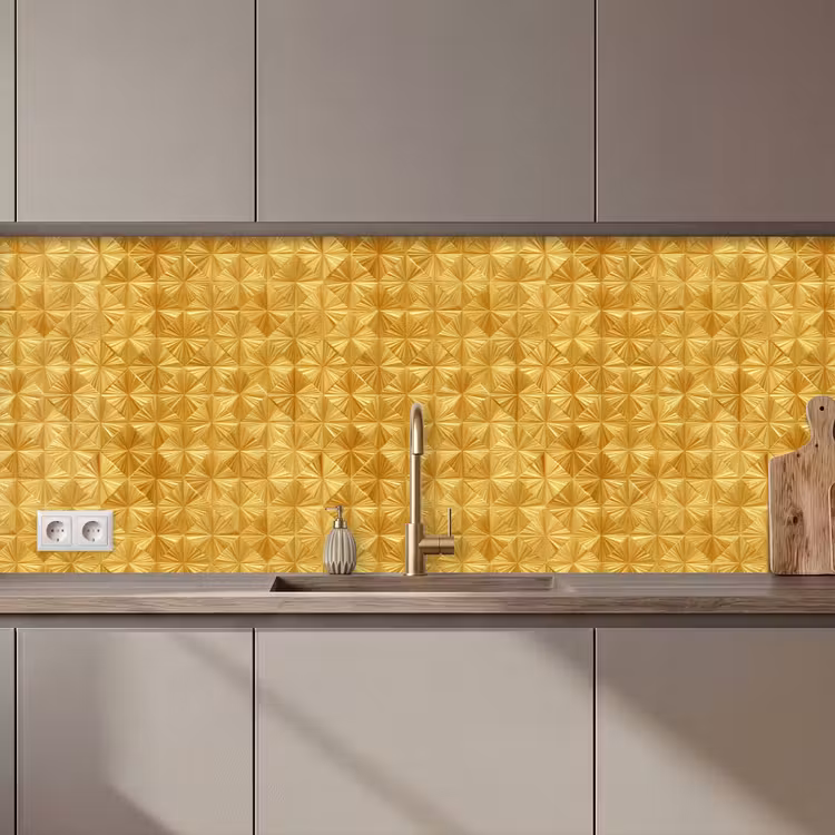 Schienale cucina - Piastrelle - Geometriche - A rilievo - Oro — 1
