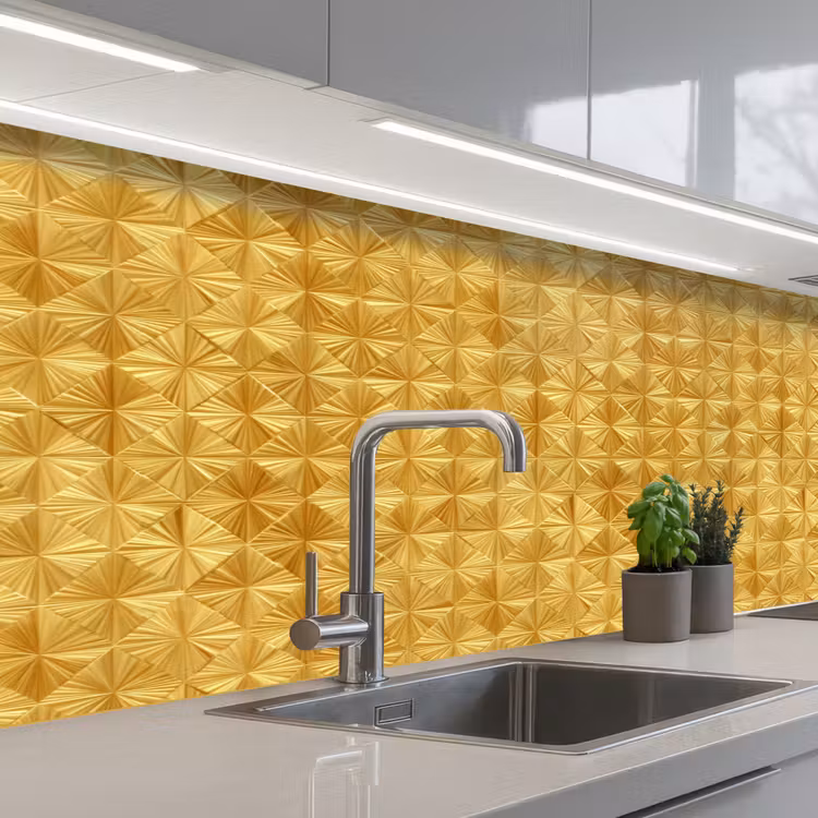 Schienale cucina - Piastrelle - Geometriche - A rilievo - Oro — 2