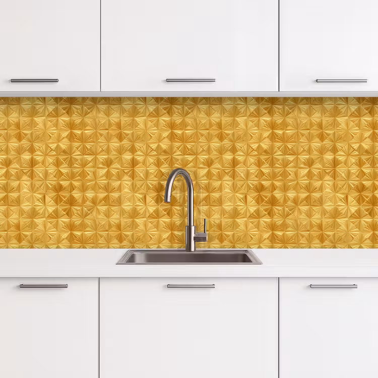 Schienale cucina - Piastrelle - Geometriche - A rilievo - Oro — 4