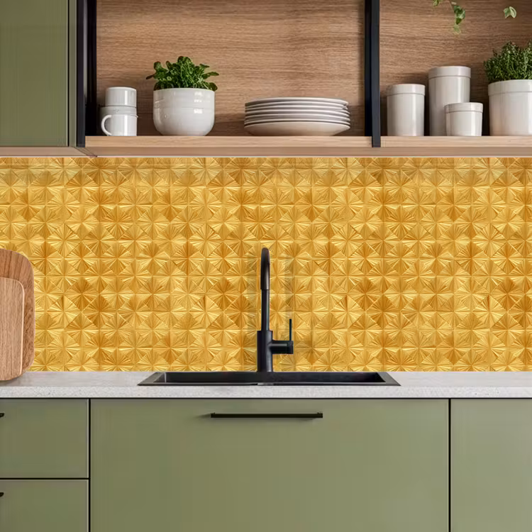 Schienale cucina - Piastrelle - Geometriche - A rilievo - Oro — 8