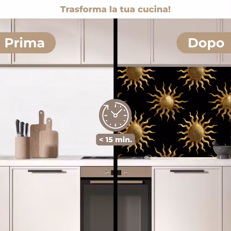 Schienale cucina - Sole - Motivo - Lusso - Oro - Nero — 3
