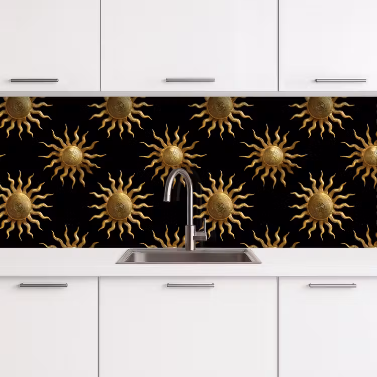 Schienale cucina - Sole - Motivo - Lusso - Oro - Nero — 4