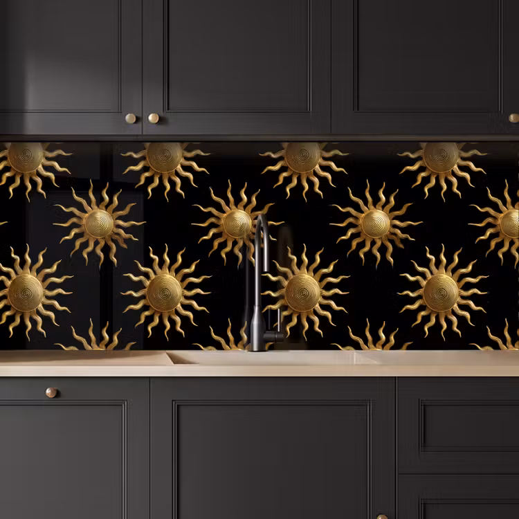 Schienale cucina - Sole - Motivo - Lusso - Oro - Nero — 6